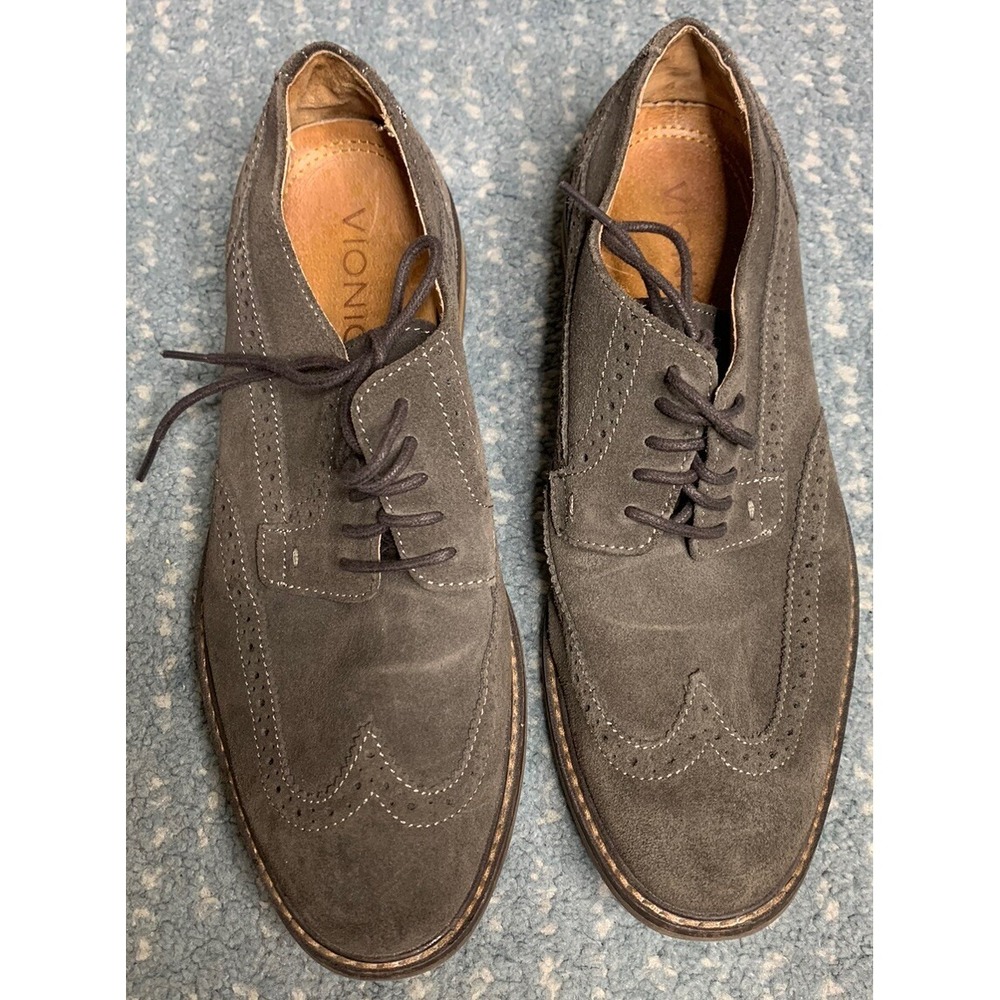 Vionic Bruno Mens Size 8 Brown Suede Oxford Wingtip Shoes Lace Up